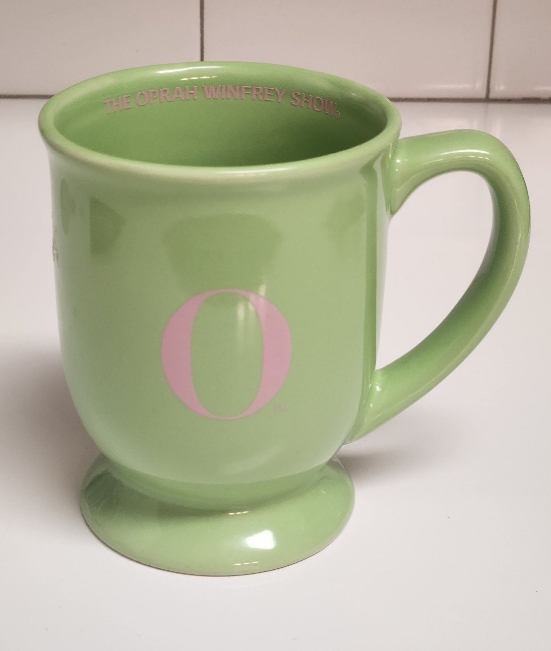 Vintage Oprah Winfrey Show O Green & Pink Coffee Mug