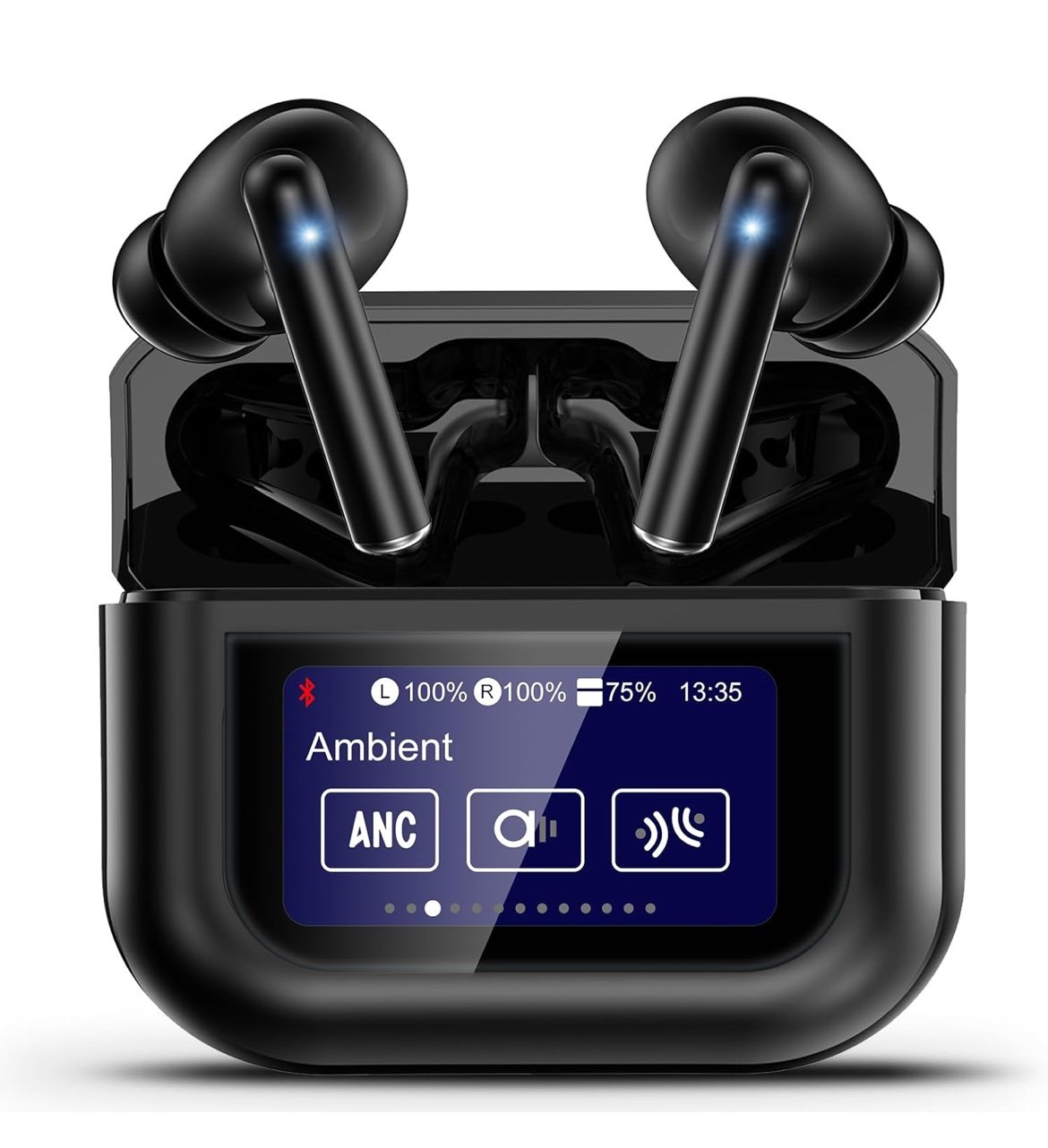 Wireless Bluetooth Noise Cancelling Earbuds w/ Multi-function Smart Touch Screen