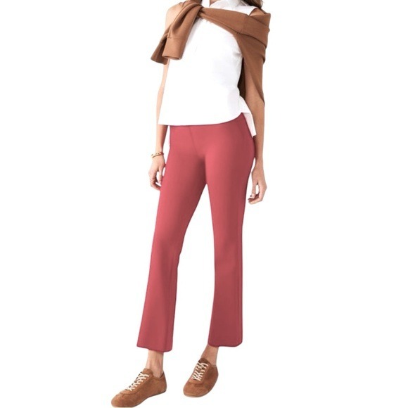 SPANX supersmooth PerfectFit Ponte Kick Flare Pant size Large in Dark Red 20386T