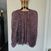 Ulla Johnson Red Blue Floral Print Deetra Silk Peasant Blouse Size 6