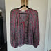 Ulla Johnson Red Blue Floral Print Deetra Silk Peasant Blouse Size 6