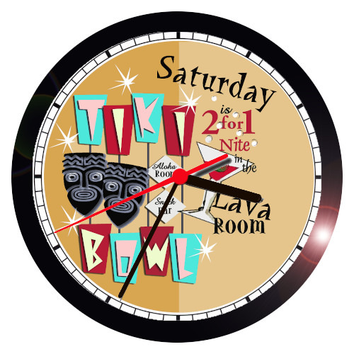 TIKI LOUNGE KON TIKI BOWL WALL CLOCK