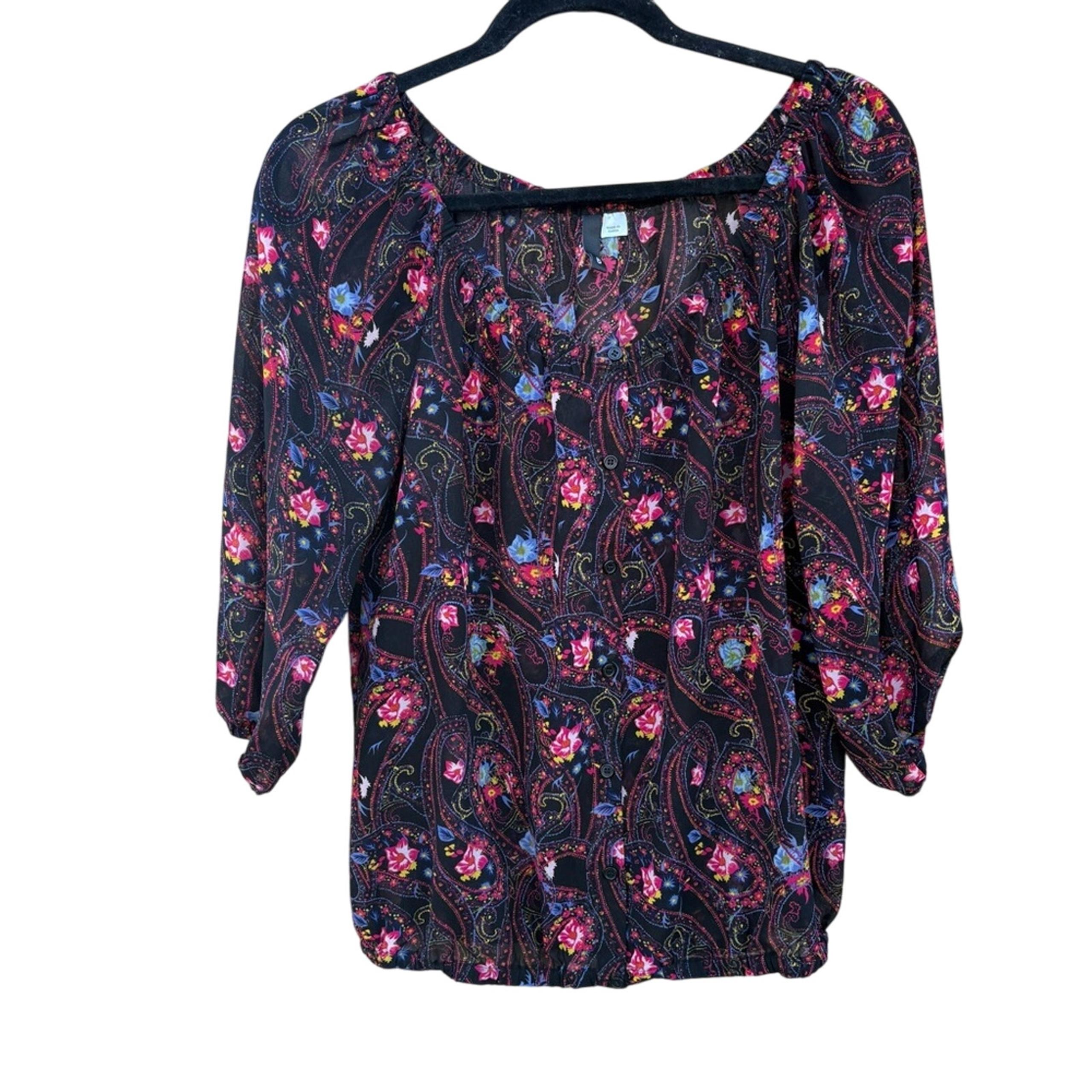 DIVIDED sheer red and black bohemian blouse, women's size 6