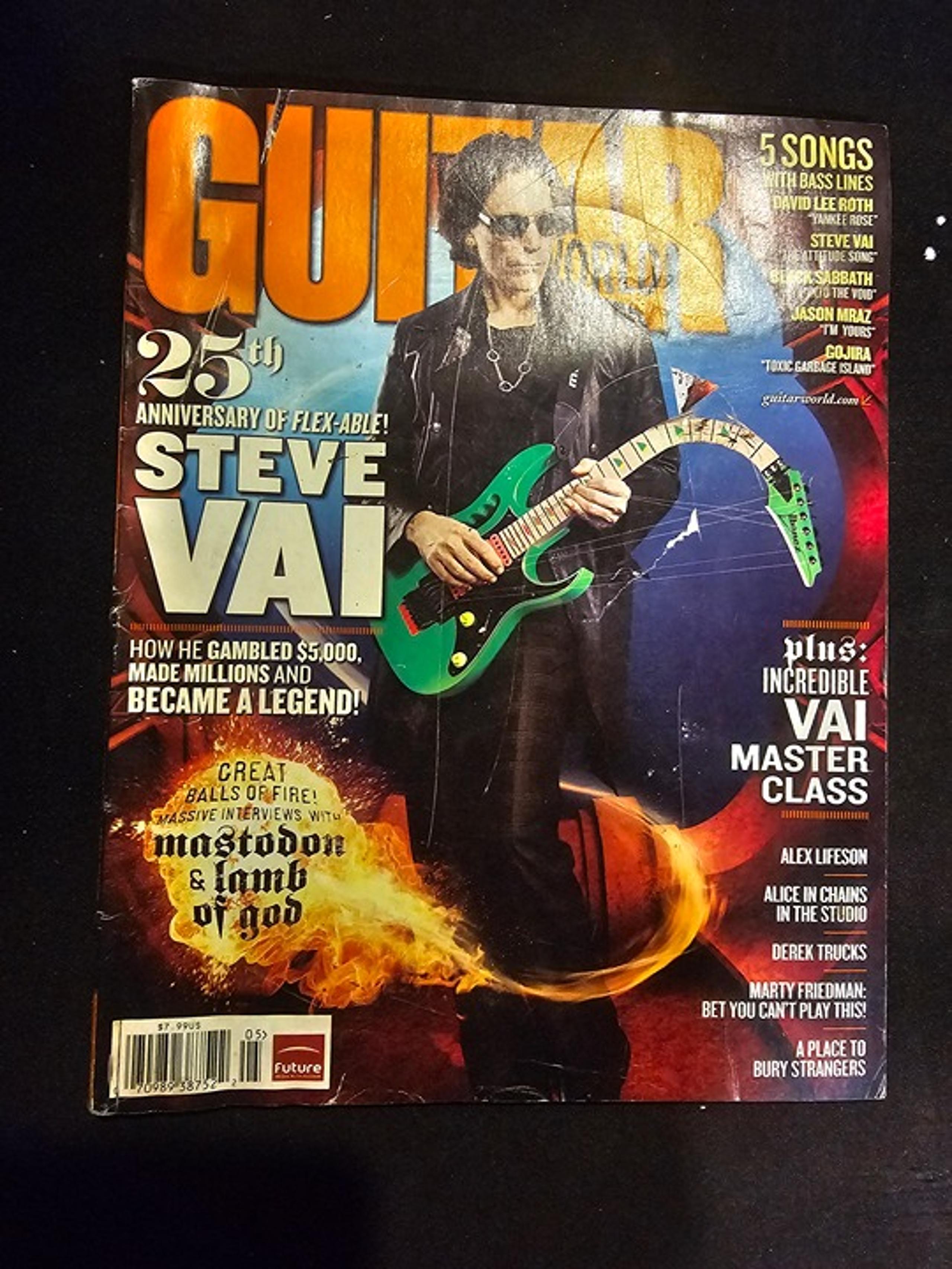 Guitar World 25th Anniversary Of Flex Able! Steve Vai 5 Songs Base Line Magazine