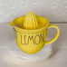 Rae Dunn LEMON Yellow 2 Piece Ceramic Juicer Set with Black LL Letters Kitchen