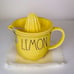 Rae Dunn LEMON Yellow 2 Piece Ceramic Juicer Set with Black LL Letters Kitchen