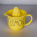 Rae Dunn LEMON Yellow 2 Piece Ceramic Juicer Set with Black LL Letters Kitchen