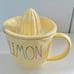 Rae Dunn LEMON Yellow 2 Piece Ceramic Juicer Set with Black LL Letters Kitchen
