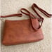 Women's Brown Leather Small Crossbody Purse Shoulder Bag with Wristlet