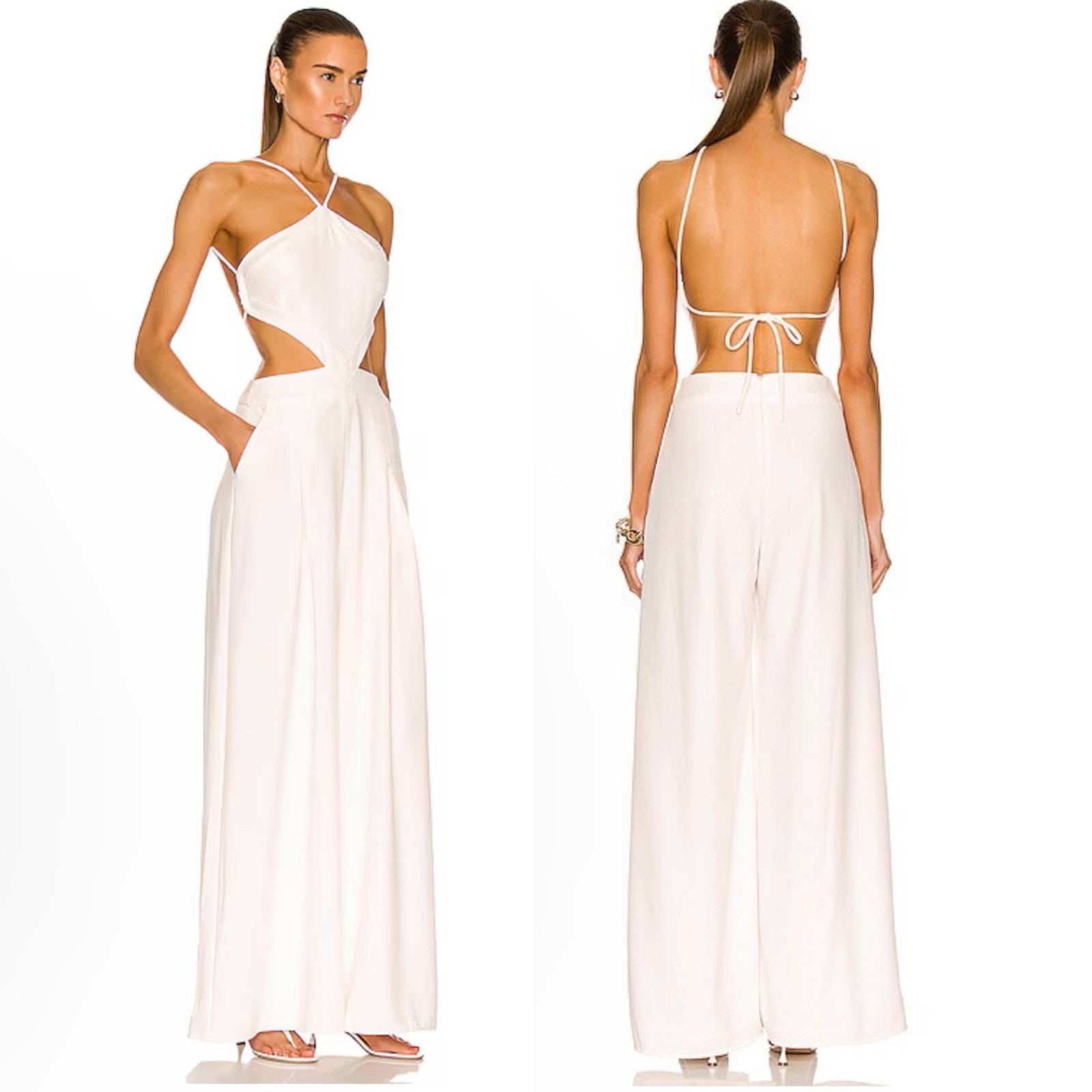 PatBO Cut Out Jumpsuit Womens 12 Resort Glam Modern Bridal Goddesscore Santorini