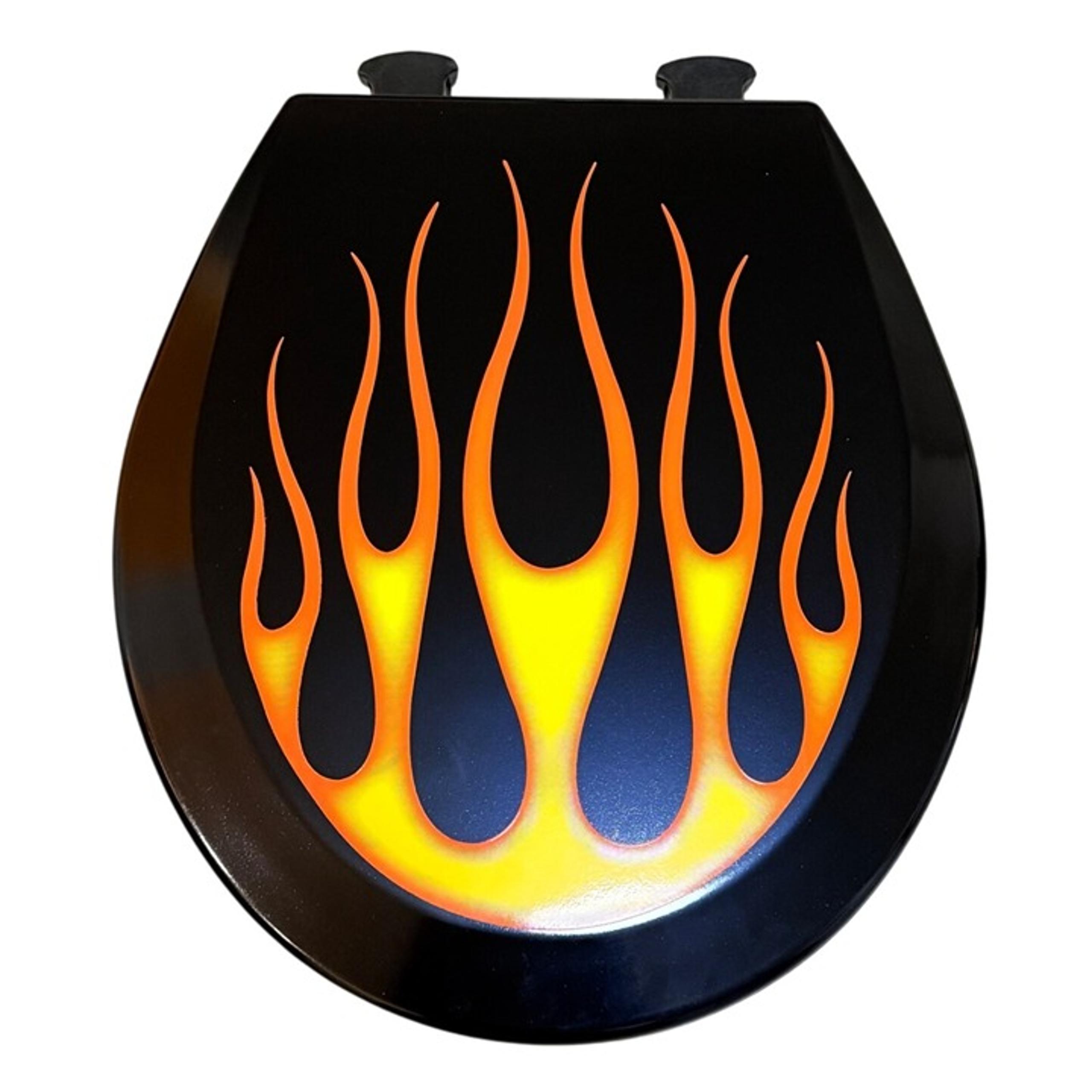 Bemis Hot Rod Flame Toilet Seat Black Bathroom Decor Man Cave Racing Garage Gift
