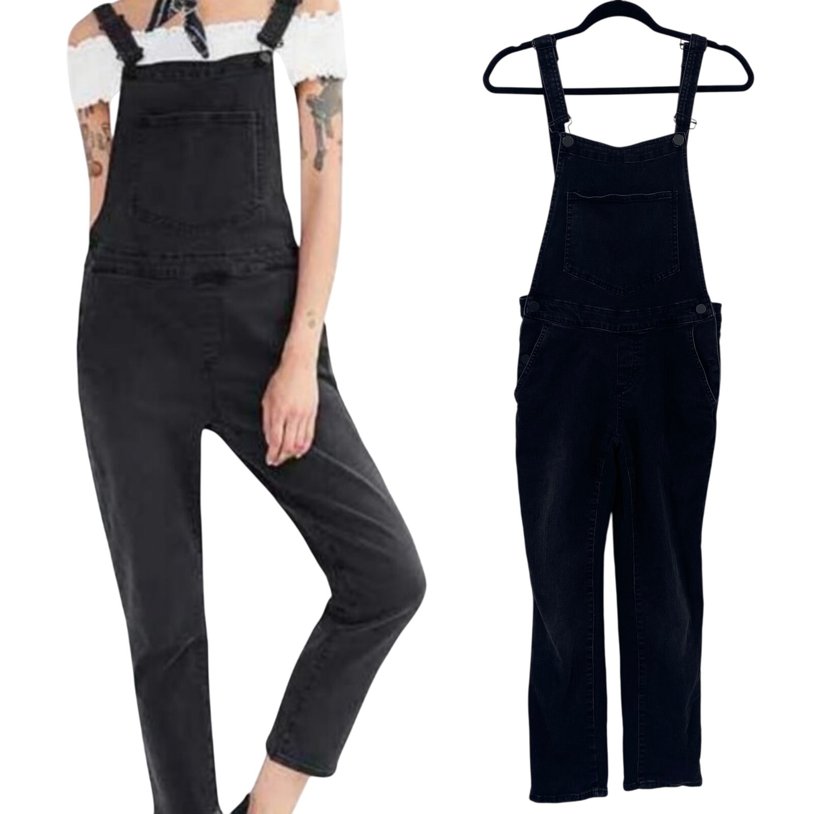 Urban Outfitters BDG Overalls Cotton Stretch Denim Slim Straight Leg Black XS