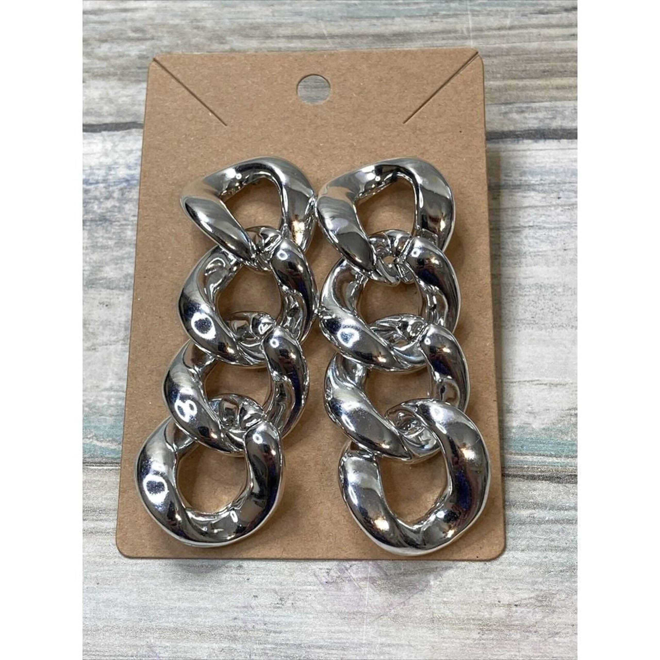 Chunky Chain Links Acrylic Earrings Drop Dangle NWOT Lightweight