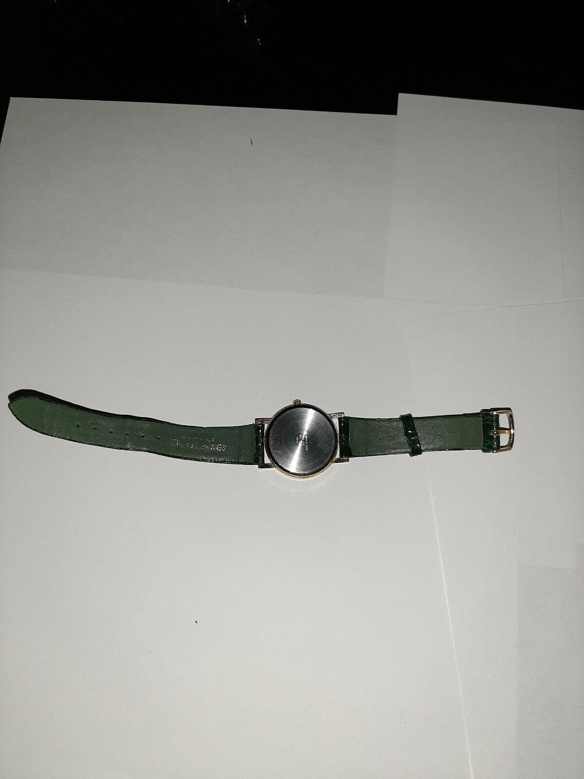 PEARL QUARTZ Christmas Tree WATCH GREEN BAND Gold Tone Sparkly Green Red Blue