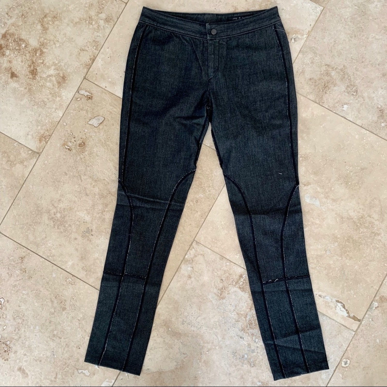 Rag & bone skinny raw seams black jeans