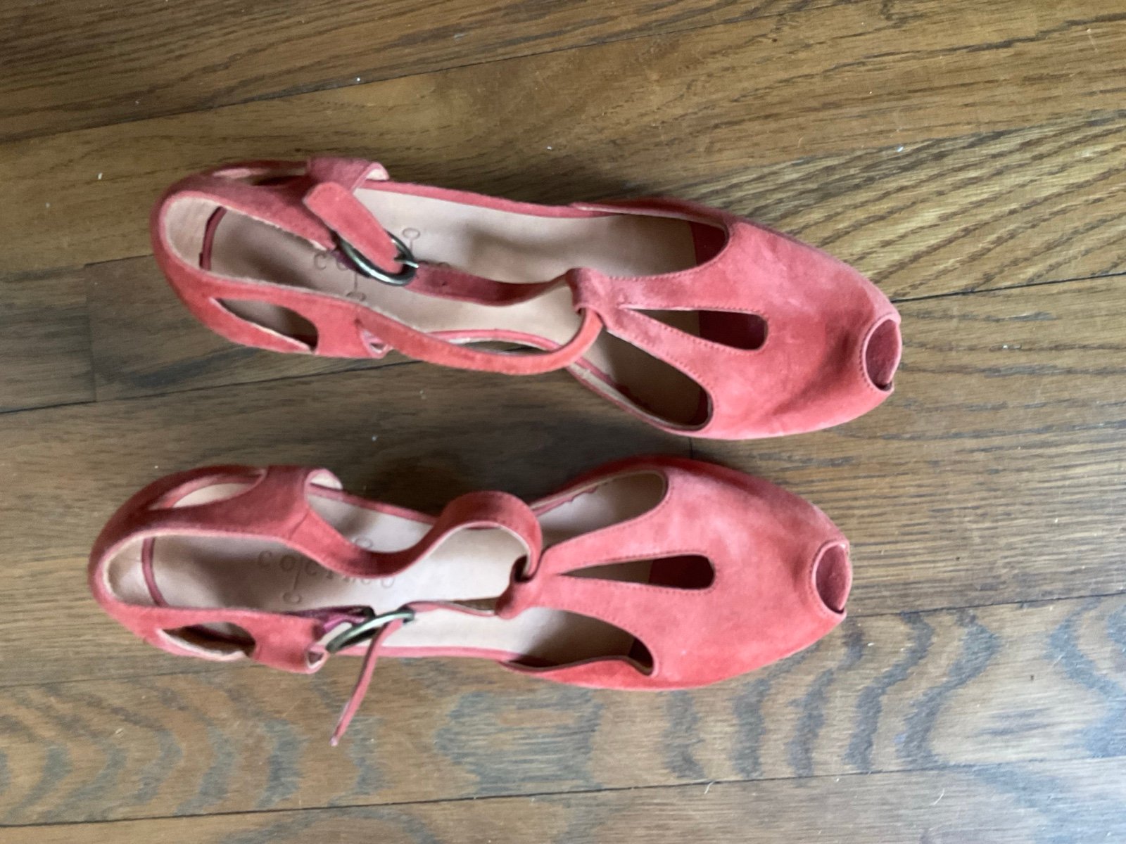 Orange red Coclico suede Shoes..never worn