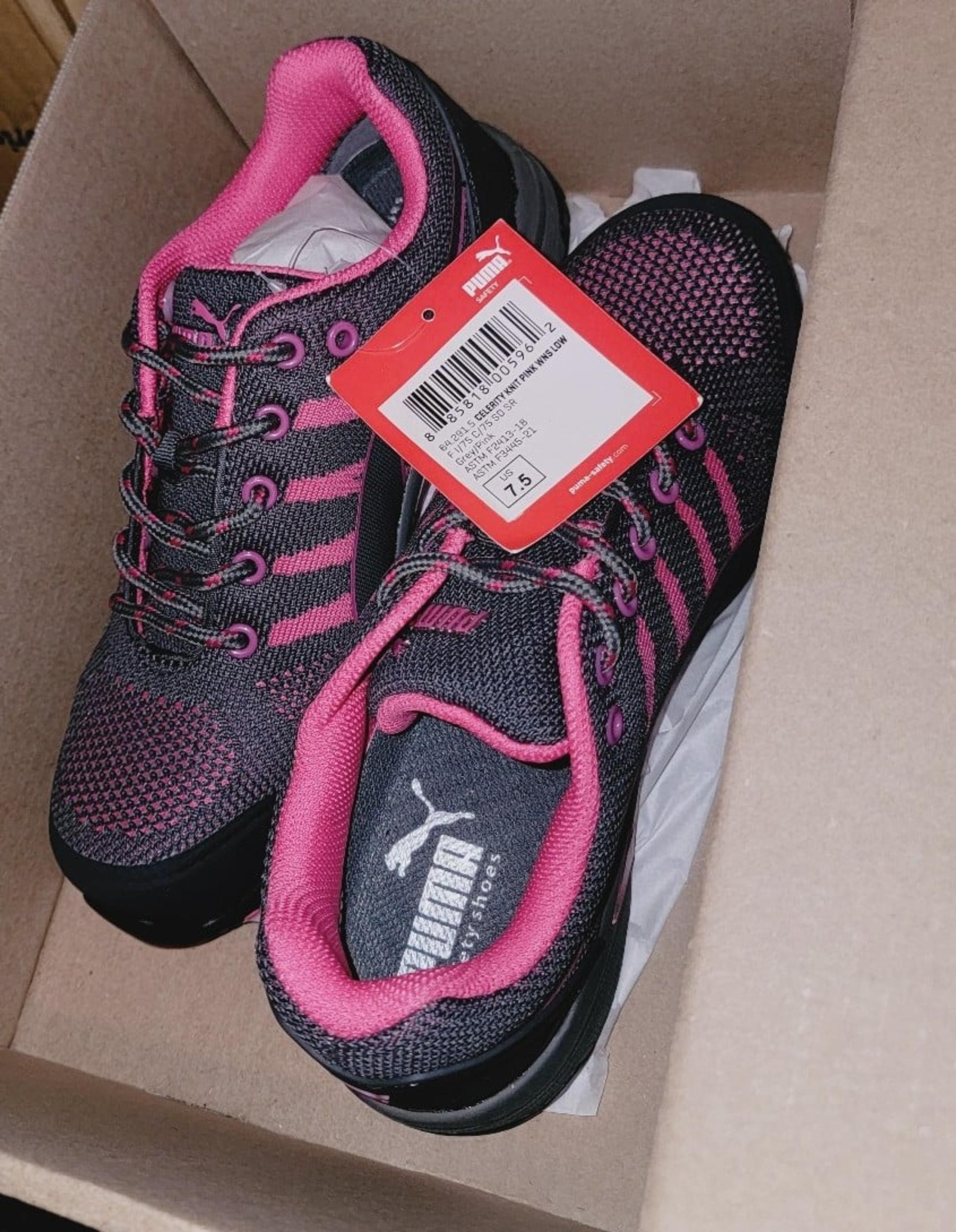 Puma Safety Celerity Steel Toe Work Shoes Sneakers Pink/Black Woman's Sz 7.5 NEW