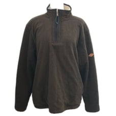 ORVIS Men's Fleece Lined Quarter Zip Pullover Sweater Size Large Brown Cream