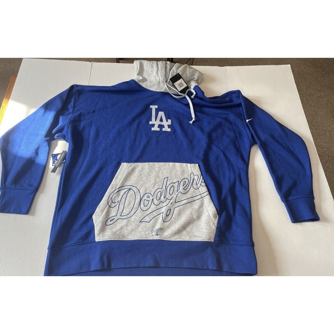 New Nike LA Dodgers Gray/Blue Authentic Therma Hooded Sweatshirt Sz 2XL NWT