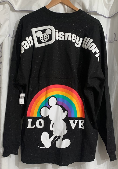 Walt Disney World Spirit Jersey Black Pride Collection Mickey Rainbow Sz L NWT