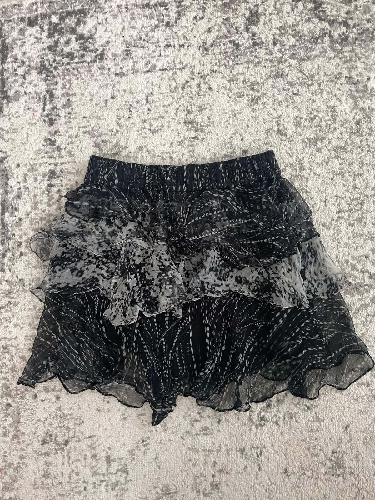 IRO Loey Tiered Ruffle Skirt Printed Black