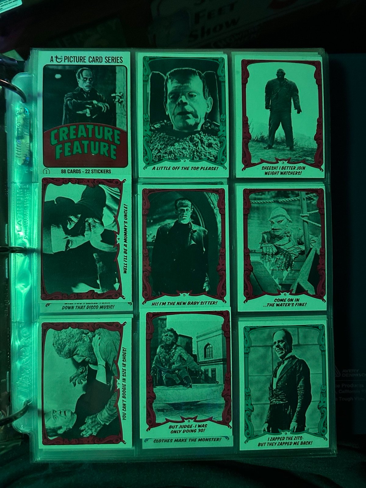 249 horror trading cards 1980’s (3 ring binder )