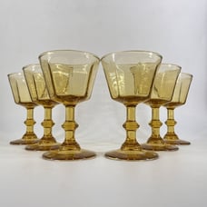Vintage Lenox Handblown Glass Wine Goblet Water Glasses Footed Cordial Amber 6