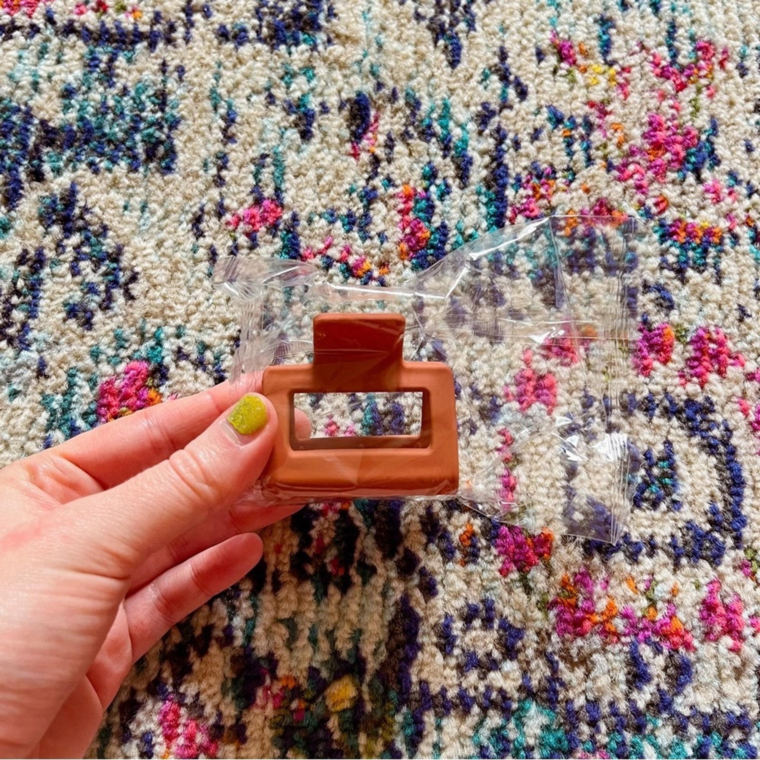 Trendy Small Rectangle Rust Orange Claw Clip
