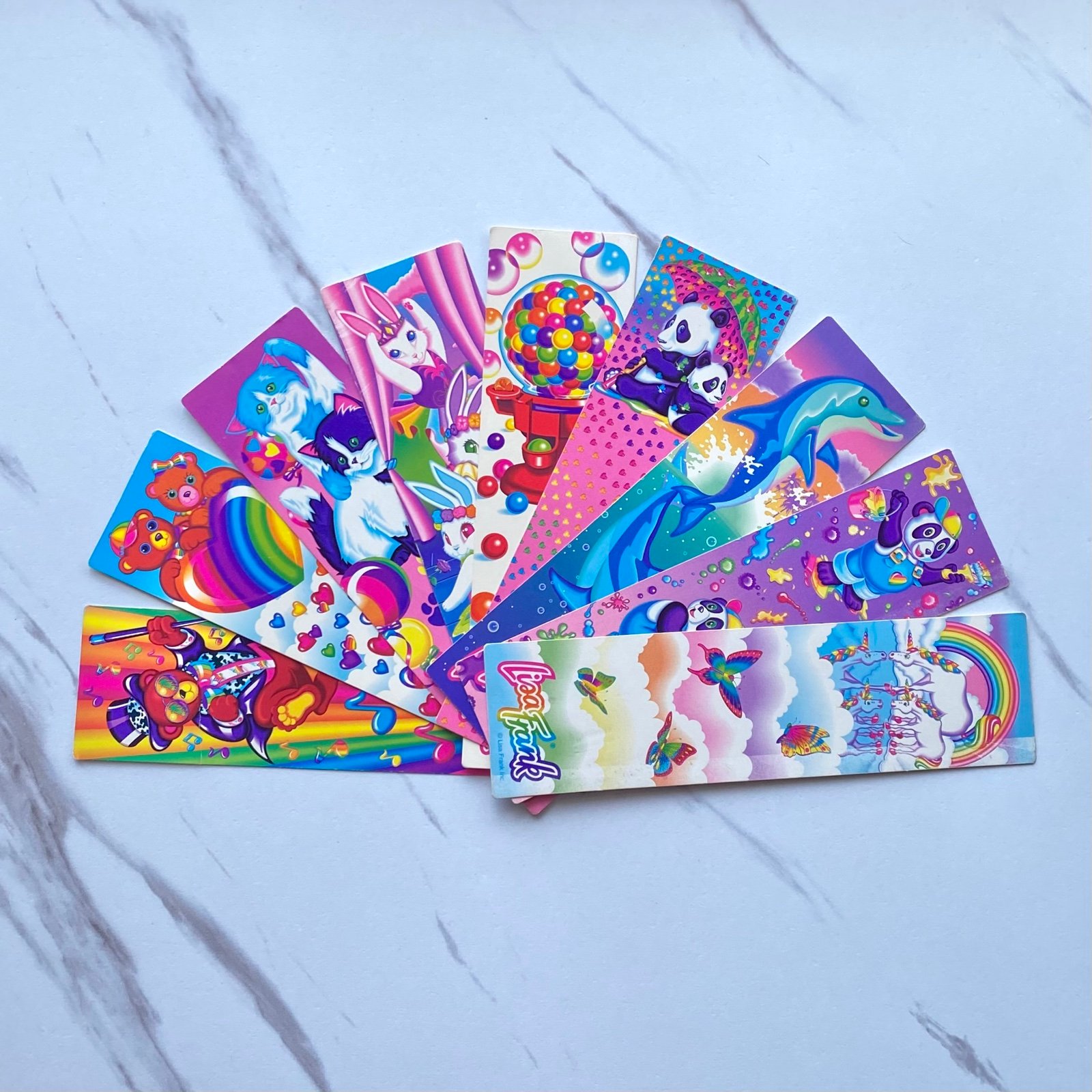 VTG Lisa Frank bookmarks set of 9 - READ!