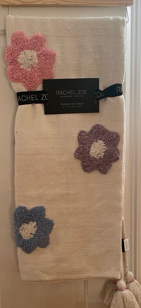 Adorable Rachel Zoe Multi Colored Tufted Flower Thro