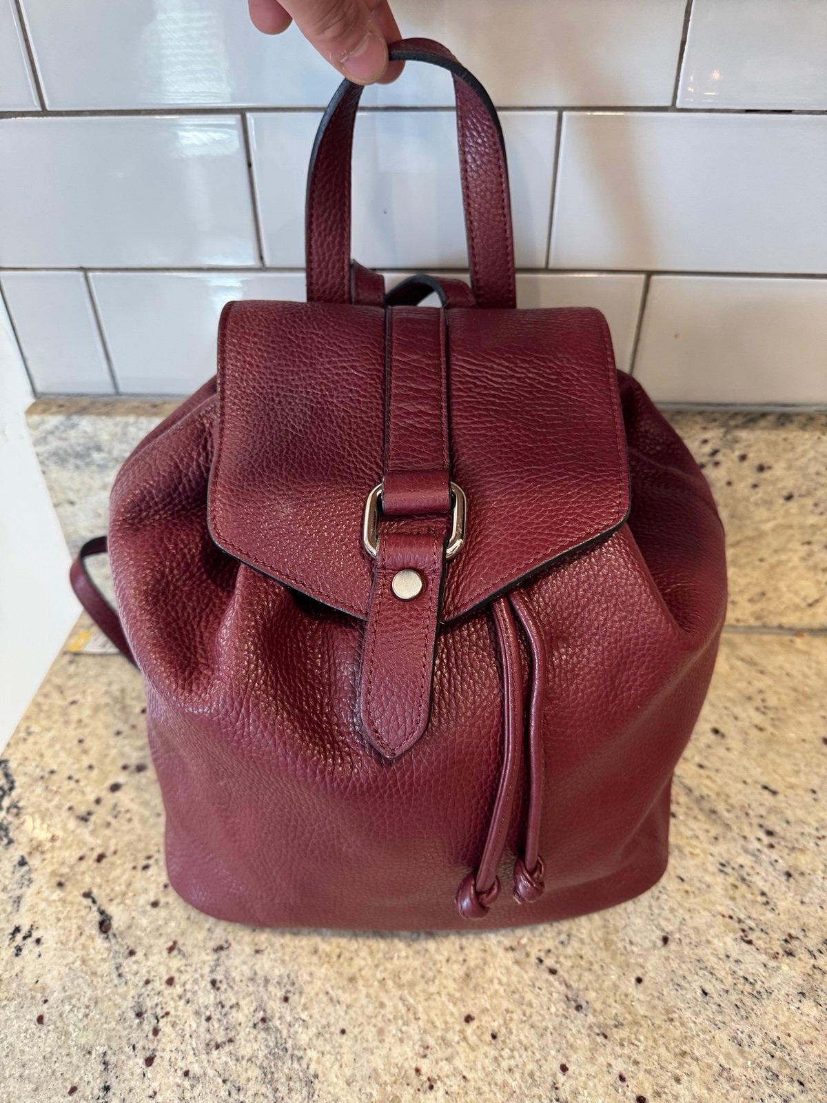 A.BELLUCCI Elegant Burgundy Leather Backpack