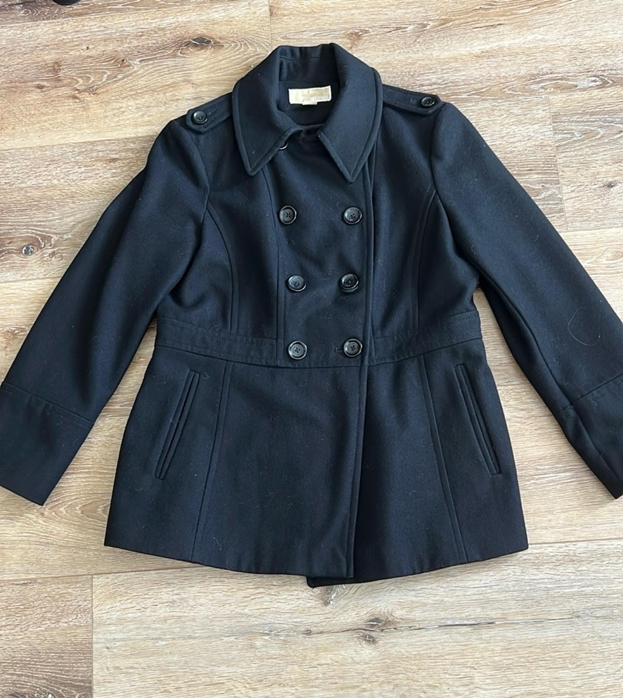 Michael Kors Black Double-Breasted Pea Coat