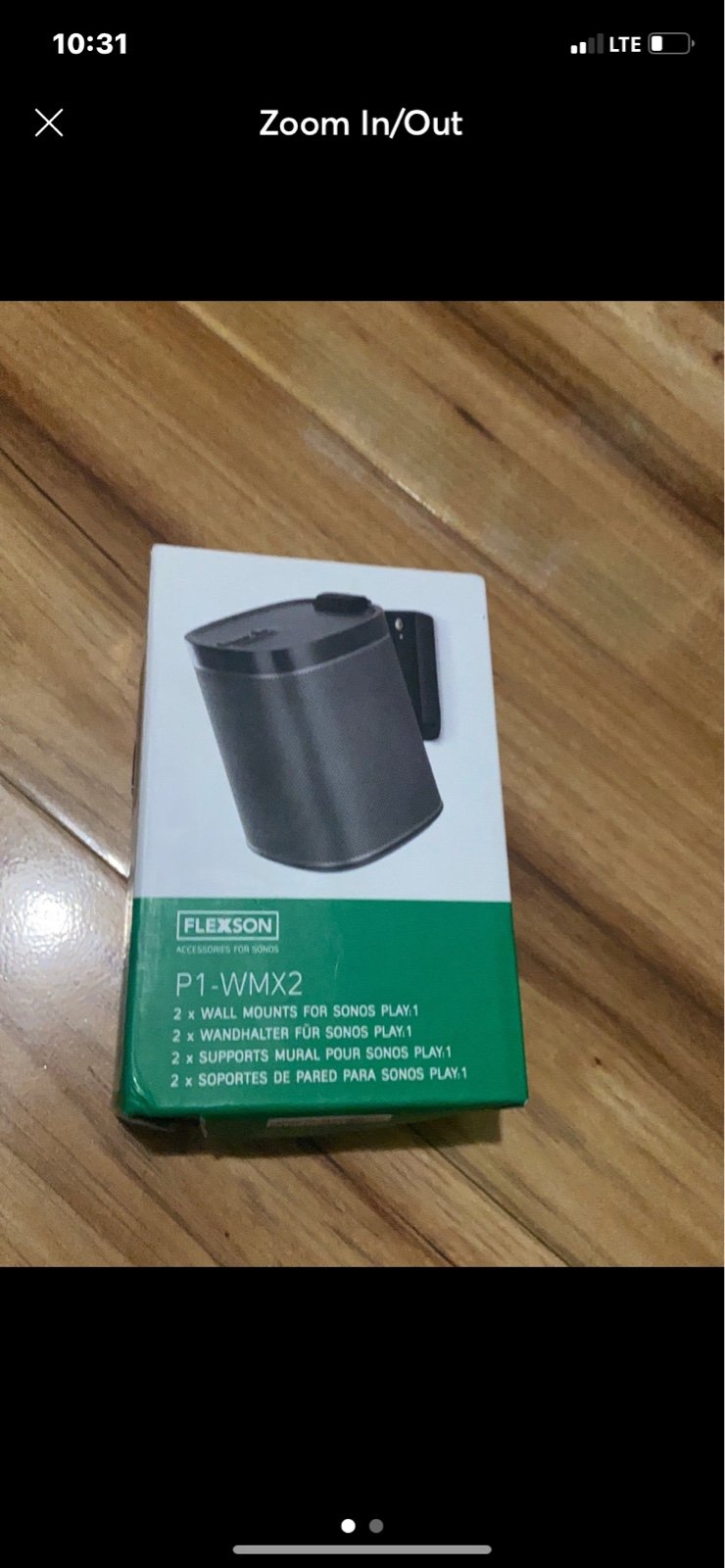 Flexson Wall Bracket for Sonos PLAY:1 Speakers W/ Hardware PAIR - Black