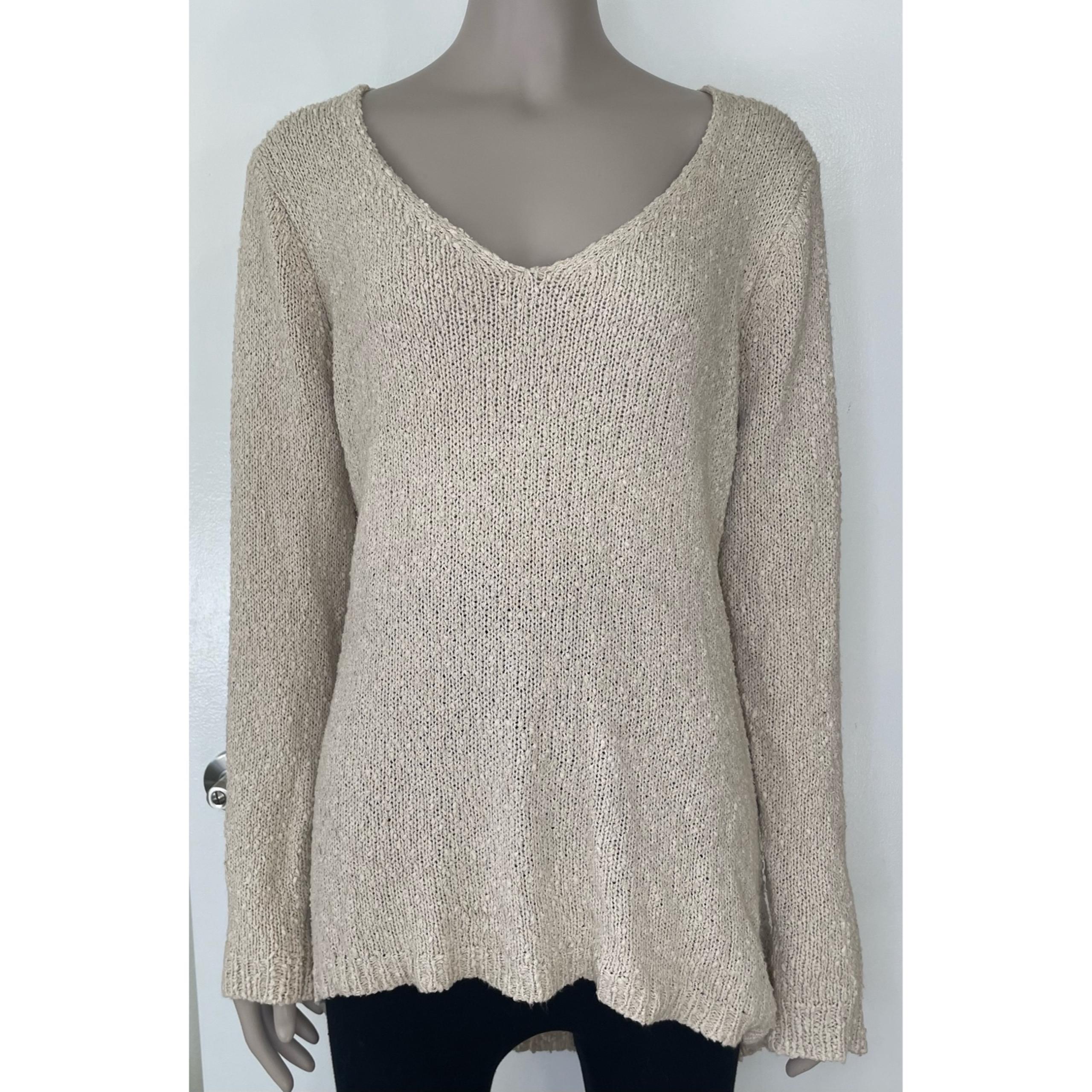 Brandy Melville Beige Crochet Knit Long Sleeve Top