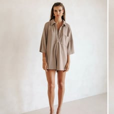 Tan and cream button up playsuit Size Small Originally : 108
