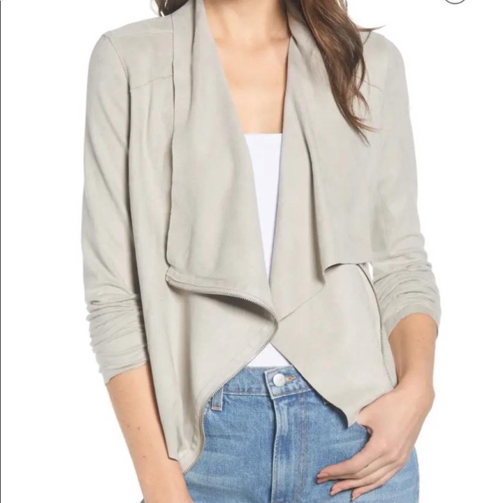 Blank NYC Drape Front Faux Suede Jacket