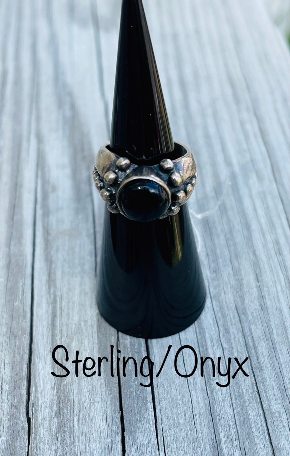 Vintage Sterling Silver Onyx Ring