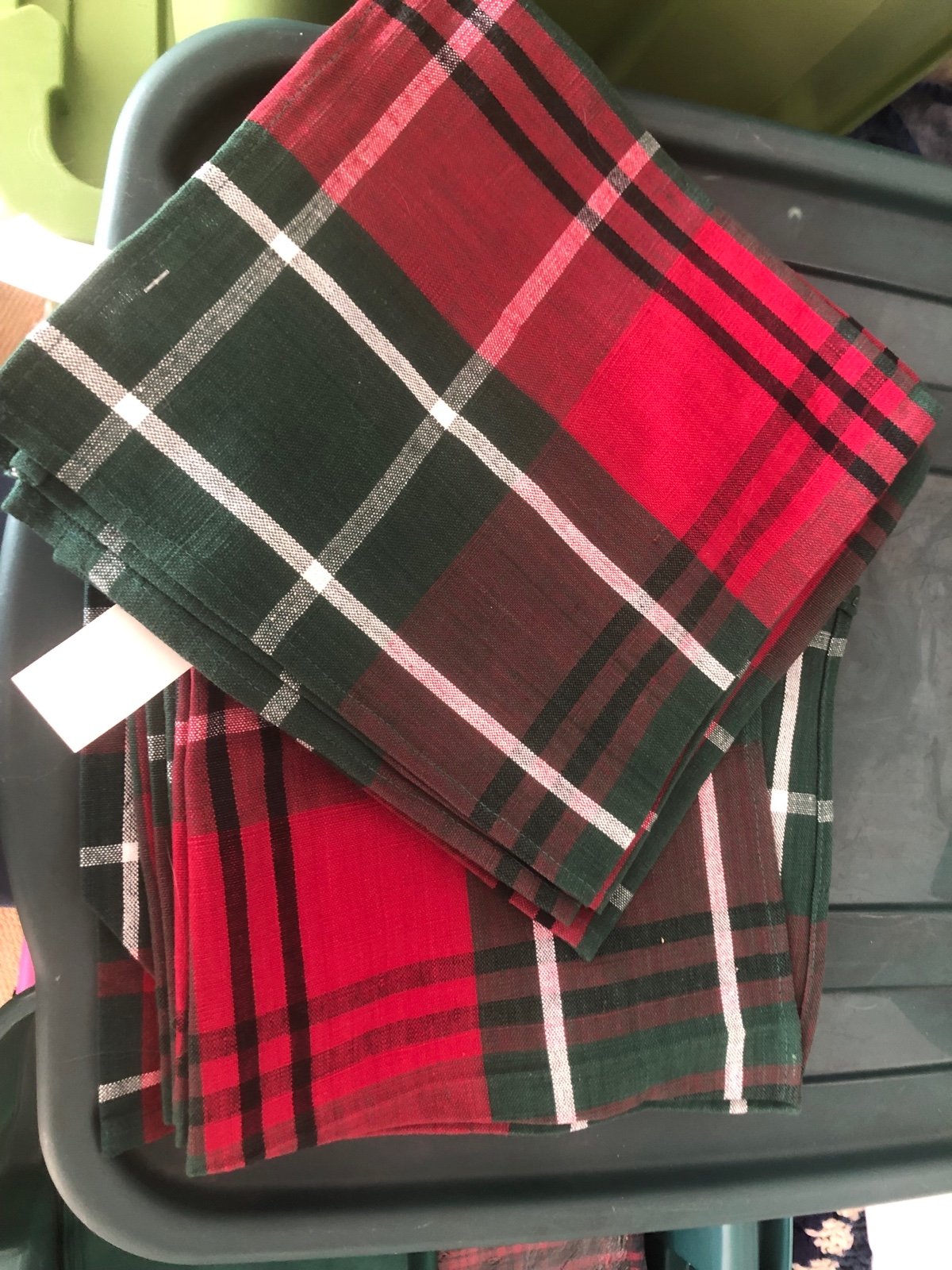 Christmas plaid set of 8 cotton napkins
