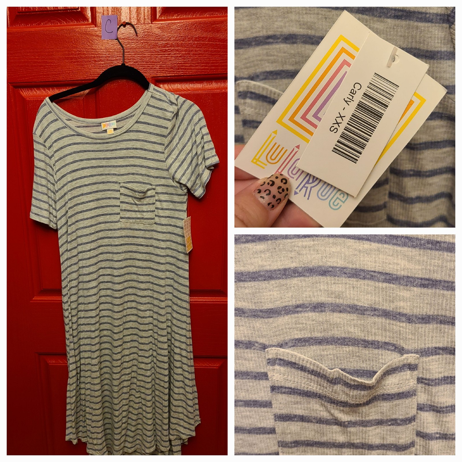 Lularoe XXS Carly Striped nwt