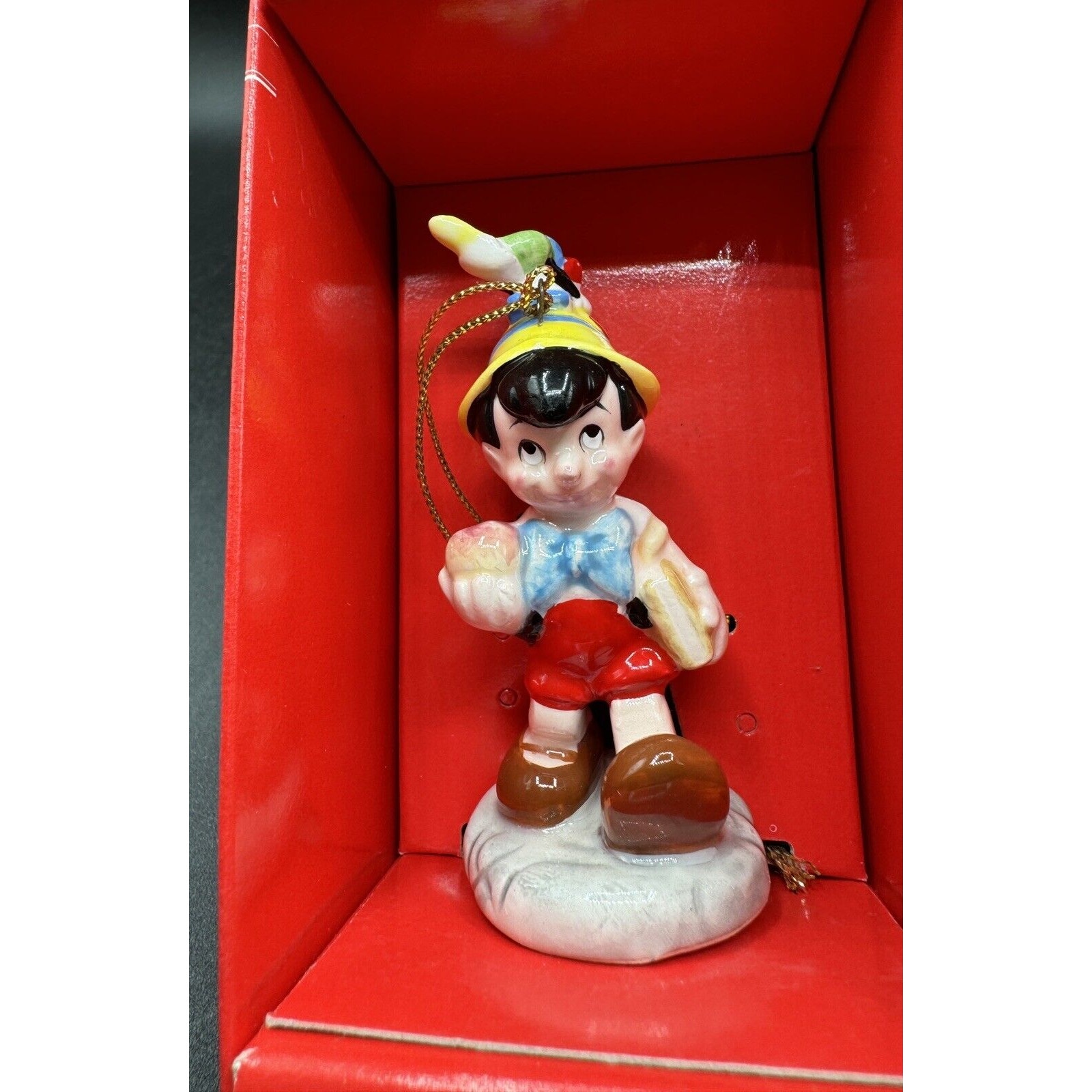 Vtg Schmid Walt Disney Pinocchio Jiminy Cricket Ceramic Christmas Ornament -20D
