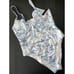 NWT Victoria's Secret L 36B/36C MONOKINI ONE-PIECE WHITE Blue Rose WICKED