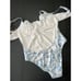 NWT Victoria's Secret L 36B/36C MONOKINI ONE-PIECE WHITE Blue Rose WICKED