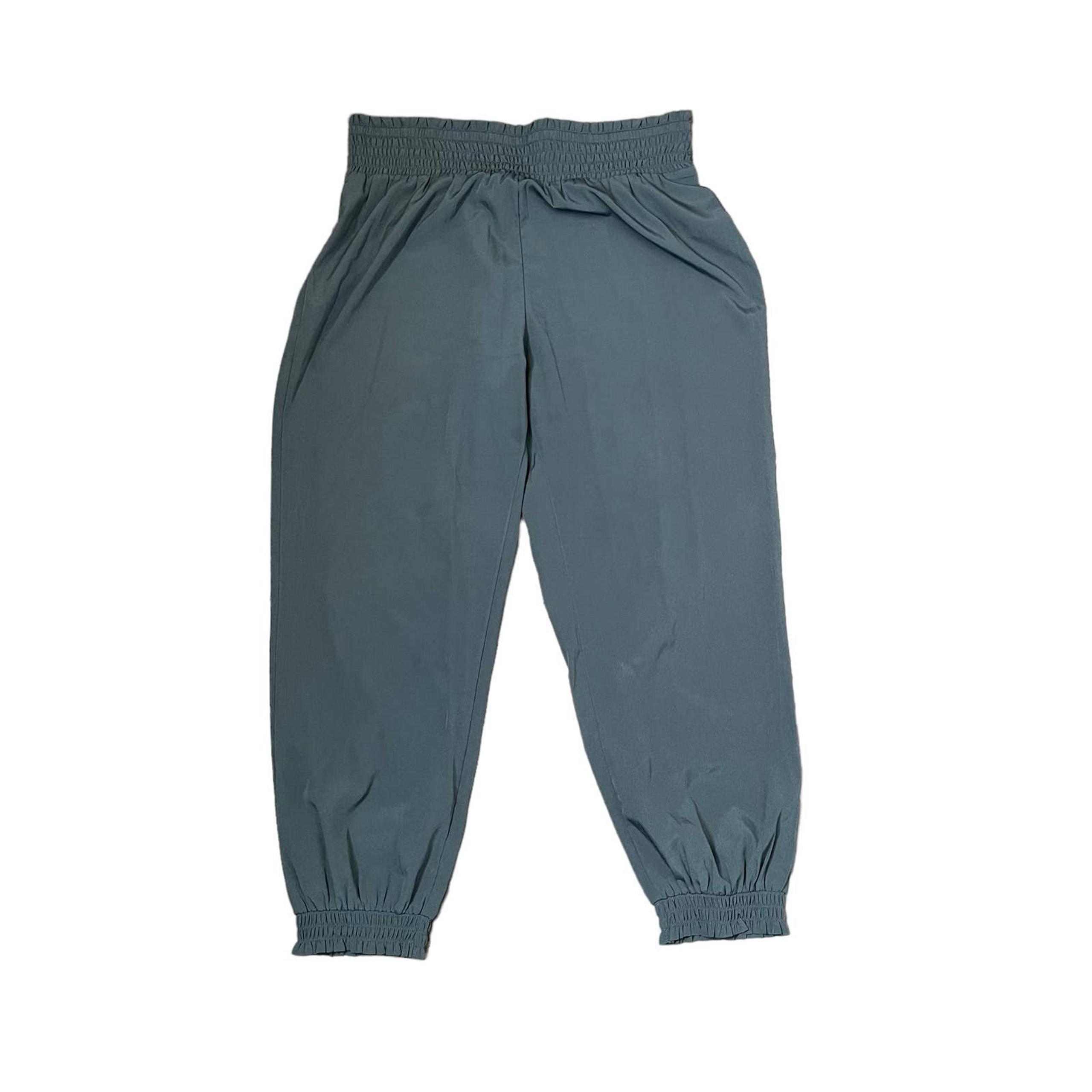 Aerie Pull On Cropped Pants Size Large Gray Polyester Womens Elastic Waist 30X25