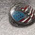 SSI Hand Crafted Silver Eagle Red White Blue Engraved Belt Buckle Great Vintage
