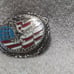 SSI Hand Crafted Silver Eagle Red White Blue Engraved Belt Buckle Great Vintage