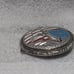 SSI Hand Crafted Silver Eagle Red White Blue Engraved Belt Buckle Great Vintage
