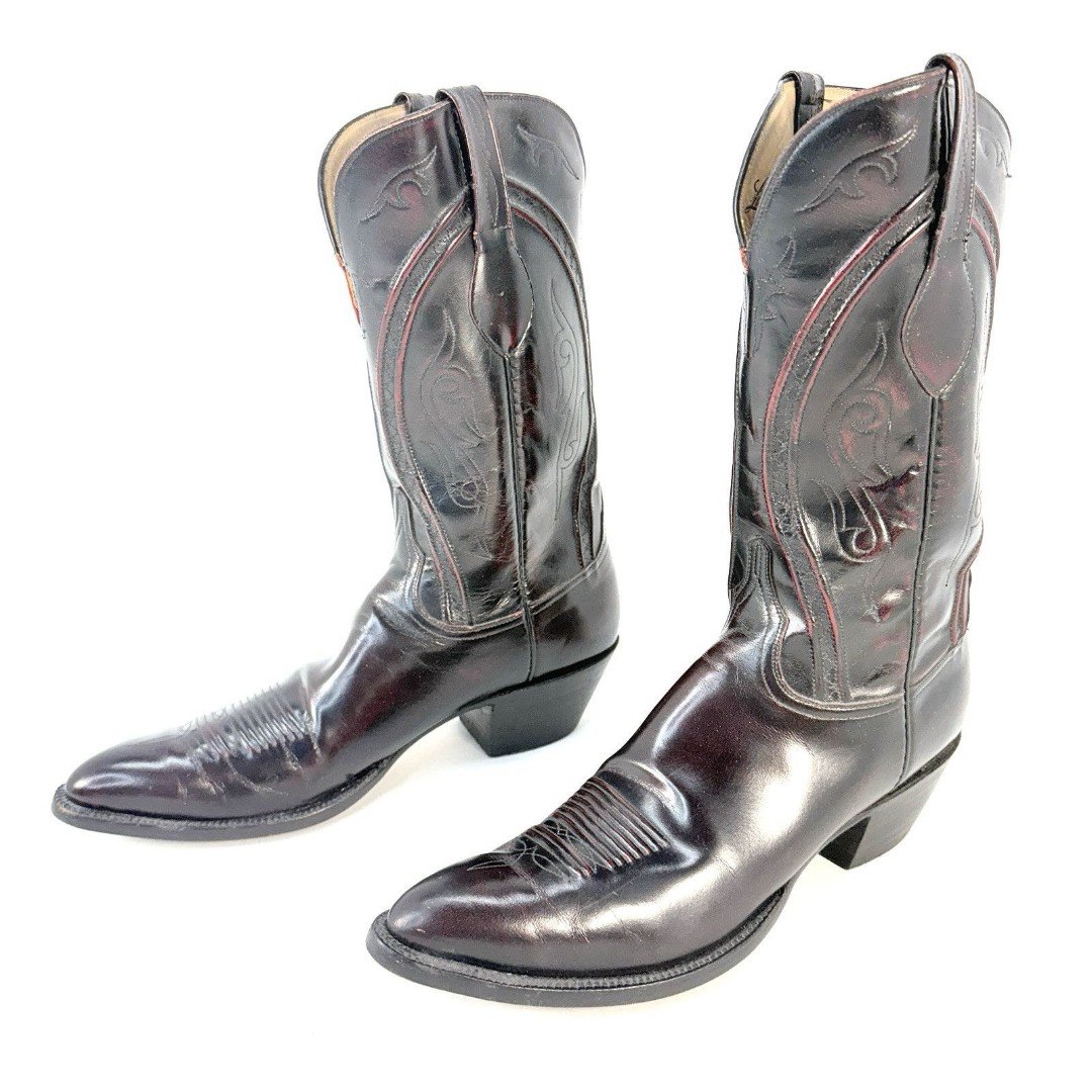 Lucchese Handmade Classics Boots Sz 15 AA Gavin Black Cherry Goat Leather Cowboy