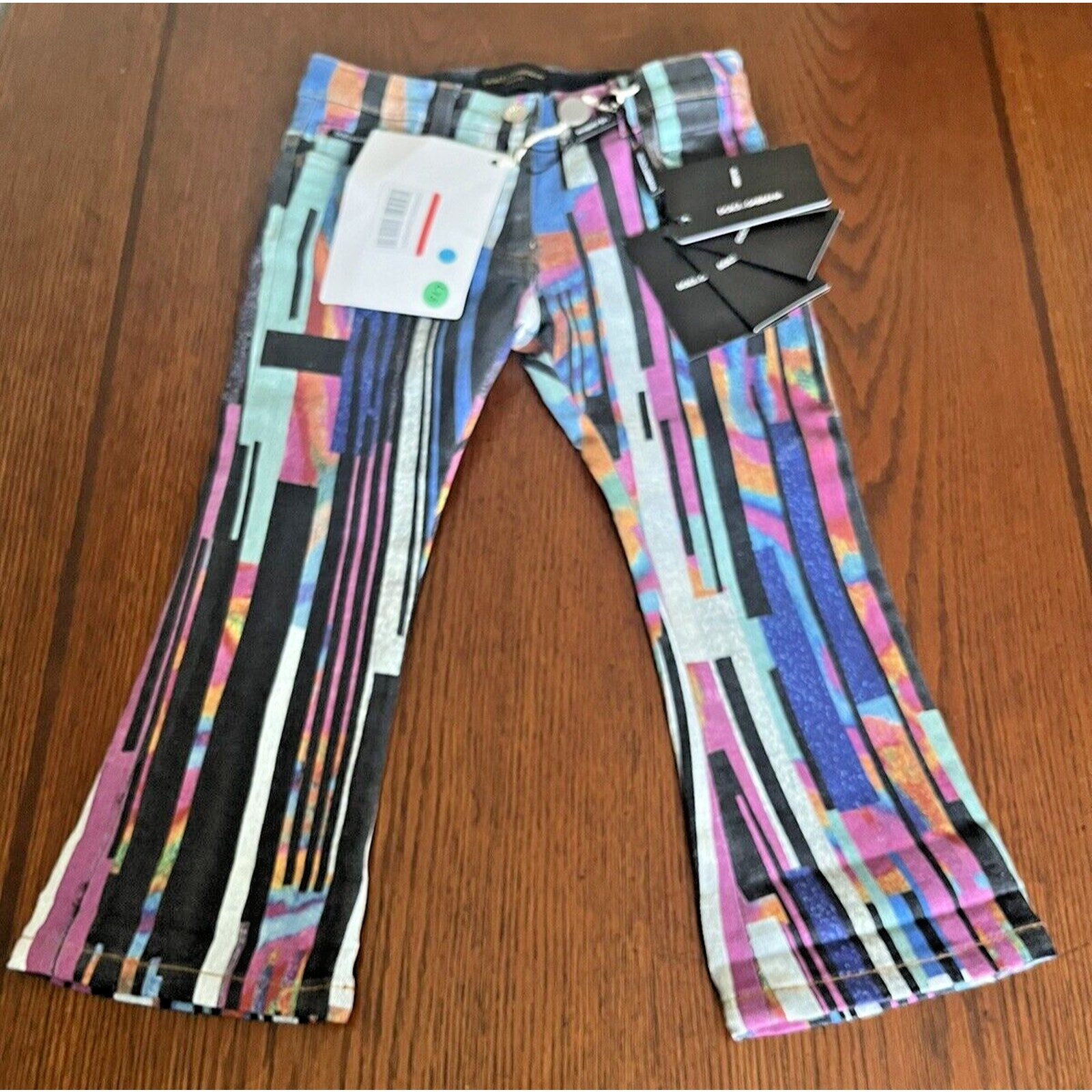 Dolce & Gabbana Jeans Kids/Girls Size 2 Multicolor Geometric Cotton Denim Artsy