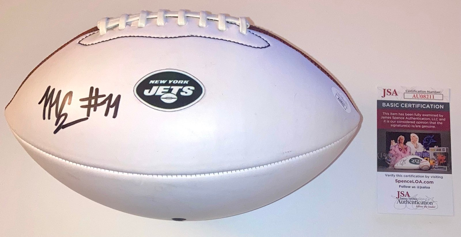 MALACHI CORLEY SIGNED AUTOGRAPHED NEW YORK JETS F/S WHITE FOOTBALL JSA COA RARE!