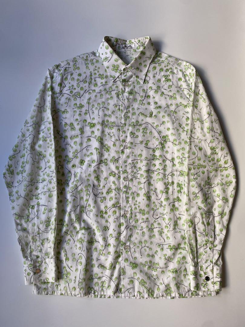 【HERMES ARCHIVE】CIRCLES SHIRTS Ermekl Neck T-shirt Embroidered Yellow Men's Short Sleeve